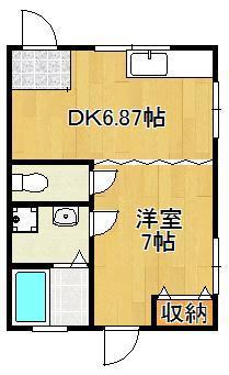ジョイフルマタケB(1DK/1階)の間取り写真