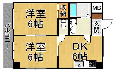 シャルムオーリンⅠ(2DK/3階)の間取り写真