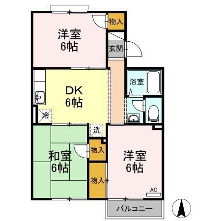 コーポメールブルー(3DK/3階)の間取り写真