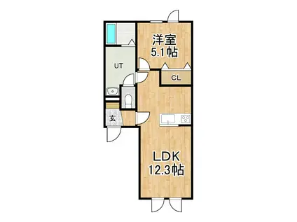メゾンシュシュ(1LDK/1階)の間取り写真