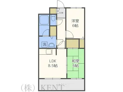 ライオンズマンション西線6条(2LDK/8階)の間取り写真