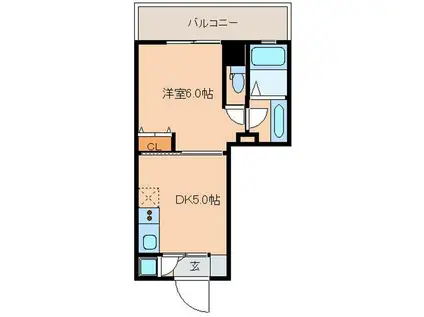 レジディア日本橋人形町(1DK/2階)の間取り写真