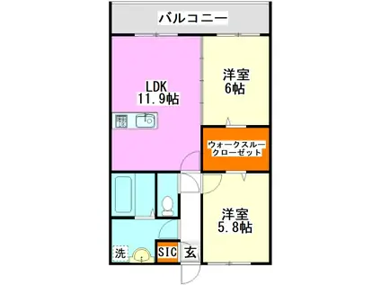 SAN TAROMARU(2LDK/5階)の間取り写真