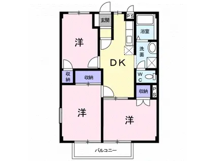 サンリバー21(3K/1階)の間取り写真