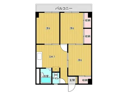 谷口ビル(3DK/6階)の間取り写真