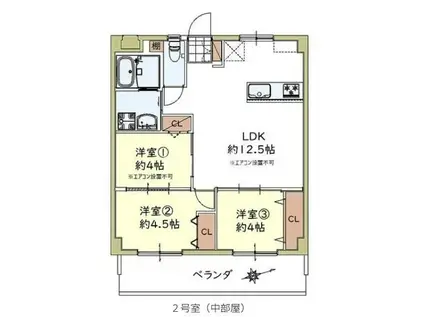 フォレスト(3LDK/2階)の間取り写真