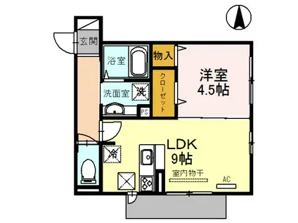 アミティコート茨木(1LDK/1階)の間取り写真
