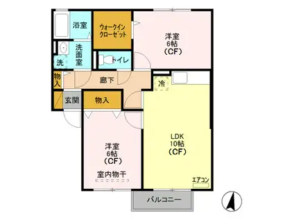 グリーンコート弐番館(2LDK/2階)の間取り写真