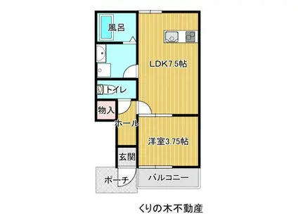 ルミウス片山IV(1DK/1階)の間取り写真