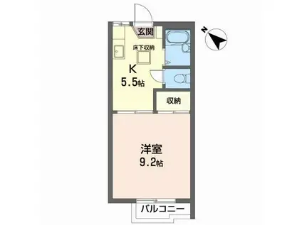 サンライト(1K/1階)の間取り写真