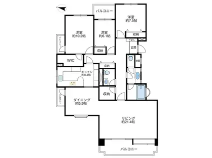 ペルシェール山手(3LDK/2階)の間取り写真
