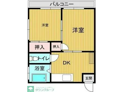 西河コーポ(2DK/2階)の間取り写真