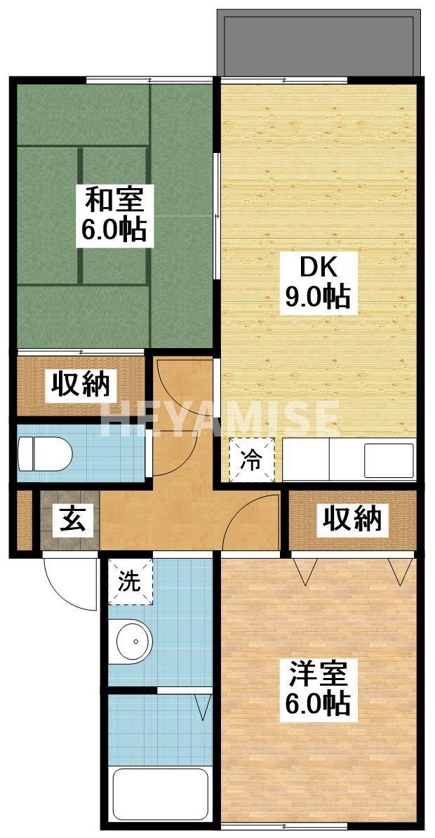 セジュールカコイII(2DK/2階)の間取り写真
