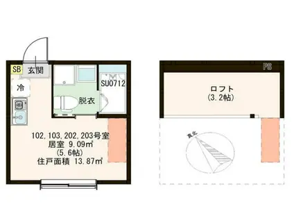 SKフェリス金町(ワンルーム/2階)の間取り写真