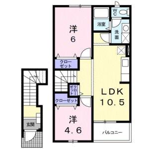 ツインズパレスI(2LDK/2階)の間取り写真