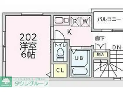ブルーライン 蒔田駅 徒歩6分 2階建 築1年(1K/2階)の間取り写真