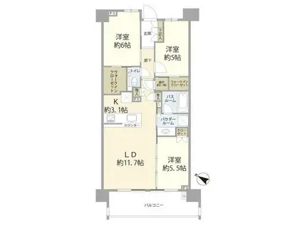 シティハウス中野テラス(3LDK/3階)の間取り写真
