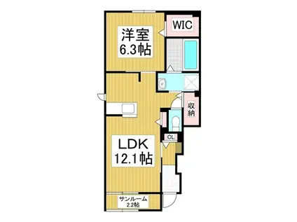 LOTTIE伊那I(1LDK/1階)の間取り写真