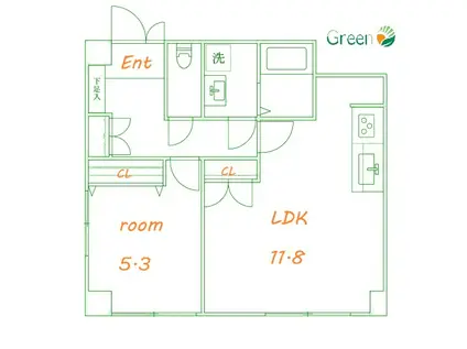ISM平塚(1LDK/2階)の間取り写真