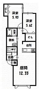 ATEENA11.21 A・B(2LDK/1階)の間取り写真