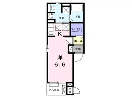 ハピネス浦江II(1K/1階)の間取り写真