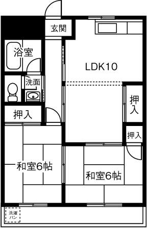 ホワイトハウス今伊勢(2LDK/2階)の間取り写真