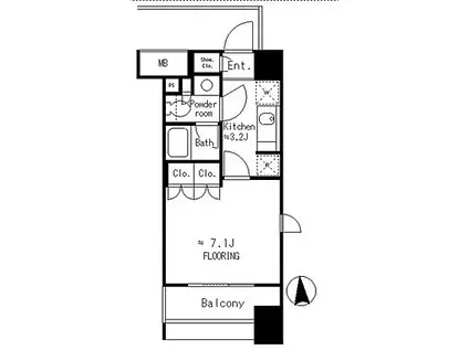 パークリュクス白金モノ(1K/4階)の間取り写真