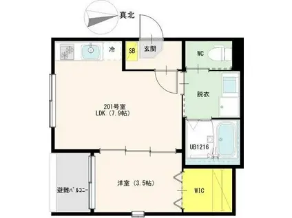 クラリス長町南(1LDK/2階)の間取り写真