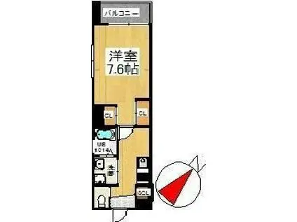 ウィングス戸畑(1K/9階)の間取り写真