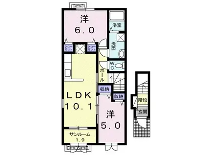 メゾン オーブ(2LDK/2階)の間取り写真