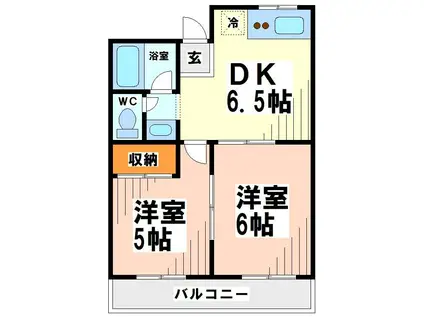 ハウス池亀8号館(2DK/2階)の間取り写真