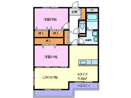 マチス ド ショパン(2LDK/1階)の間取り写真