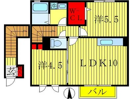 プランドール(2LDK/2階)の間取り写真