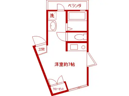 ＪＲ南武線 鹿島田駅 徒歩8分 2階建 築23年(ワンルーム/2階)の間取り写真