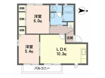 ベニール今宿 C(2LDK/2階)の間取り写真