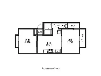 サンフローネ(2DK/1階)の間取り写真