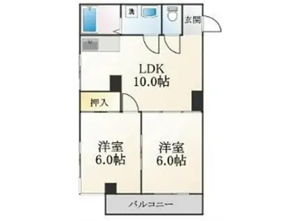 クレッセント倶楽部舞子(2LDK/3階)の間取り写真