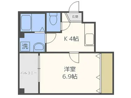 ALTO-MONTANA MORINOMIYAアルトモンターナ森ノ宮(1K/5階)の間取り写真