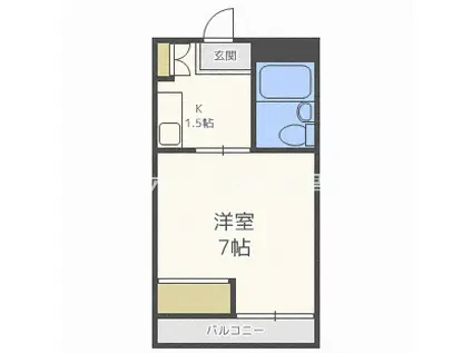 ポアール御崎(ワンルーム/1階)の間取り写真