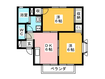 メゾンスリーM(2DK/2階)の間取り写真