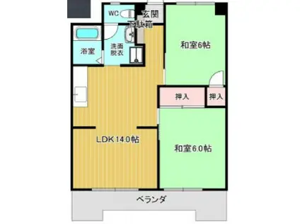 京都四条グランドハイツ(2LDK/10階)の間取り写真