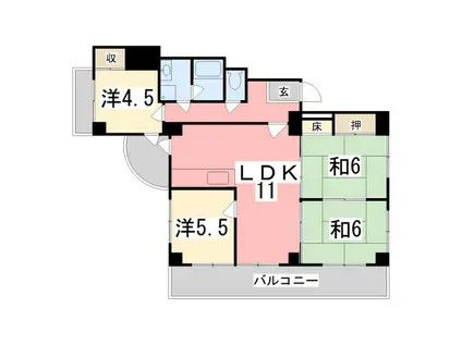 ヤマエハイツ(4LDK/5階)の間取り写真