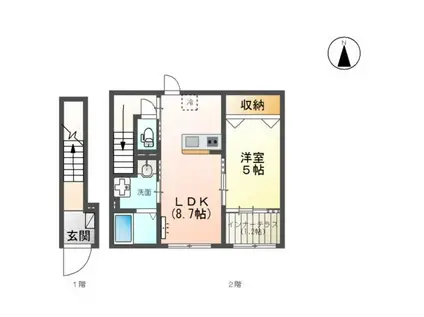 メルヴェールII(1LDK/2階)の間取り写真