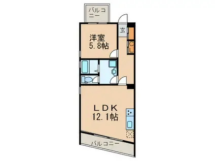 COCON(1LDK/3階)の間取り写真