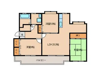 プレアデス小郡(3LDK/1階)の間取り写真
