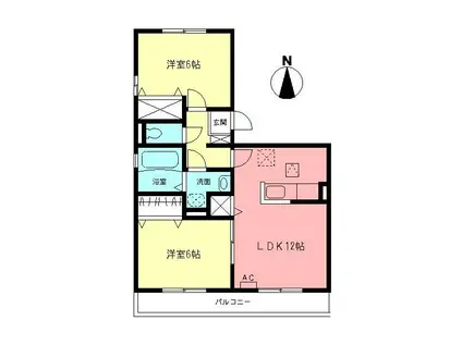 DL アクシス中央林間(2LDK/2階)の間取り写真