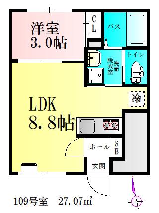 CLOUDNINE台原(1LDK/1階)の間取り写真
