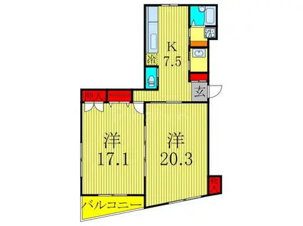 寿まこビル(2K/2階)の間取り写真