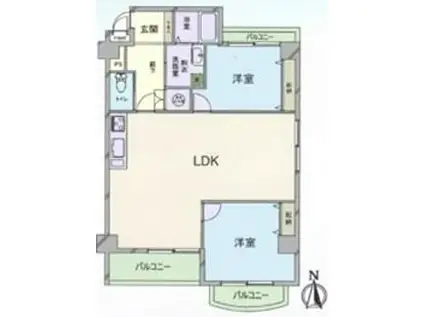 藤和新町コープ(2LDK/3階)の間取り写真