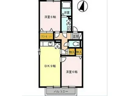 ストークシャトルB棟(2DK/2階)の間取り写真